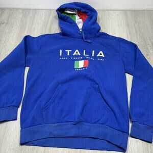 Star Venezia Italia Blue Pullover Hooded Sweatshirt Size Large L